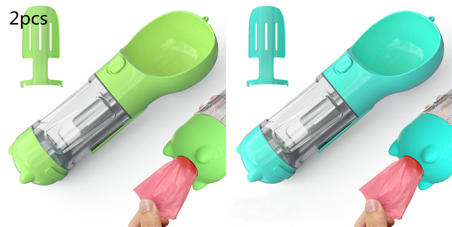 Travel Water Bottle for Dogs with Removable Feeder Bowl and Waste Bag Holder, 10 oz (300 ml) or 17 oz (500 ml)