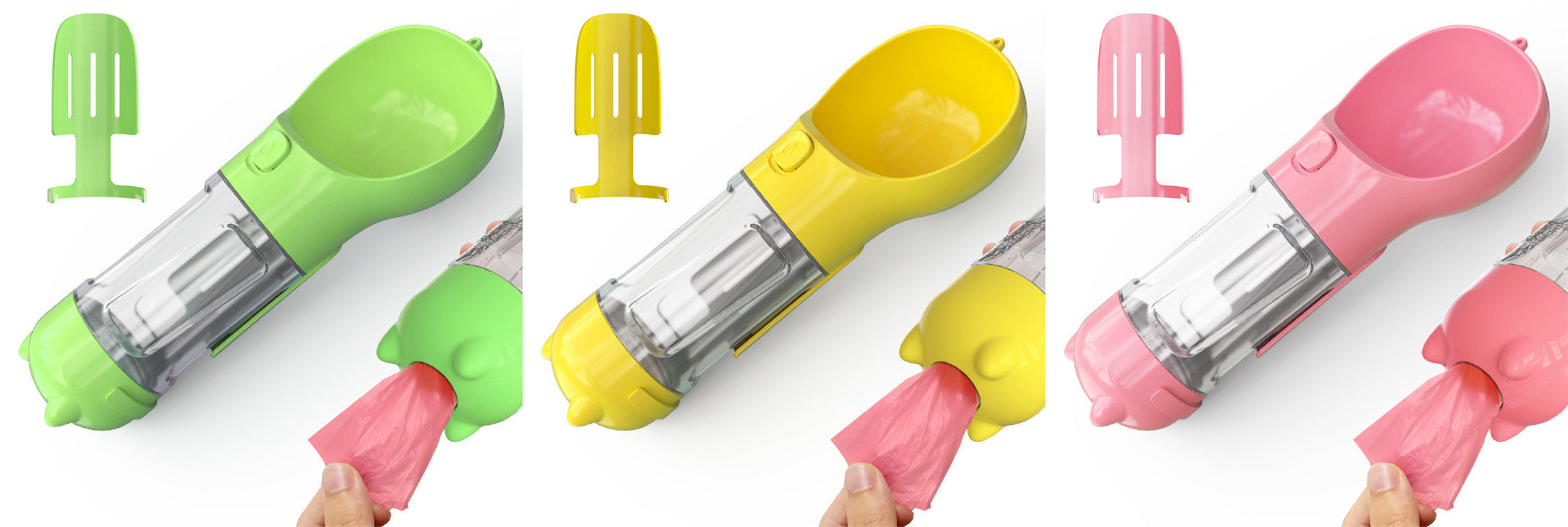 Travel Water Bottle for Dogs with Removable Feeder Bowl and Waste Bag Holder, 10 oz (300 ml) or 17 oz (500 ml)