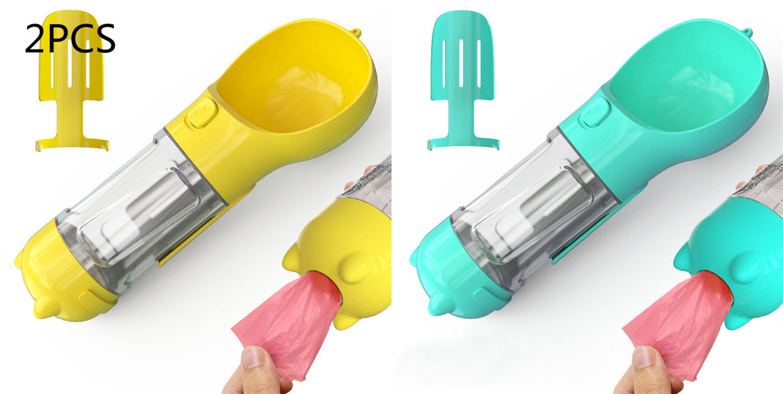 Travel Water Bottle for Dogs with Removable Feeder Bowl and Waste Bag Holder, 10 oz (300 ml) or 17 oz (500 ml)