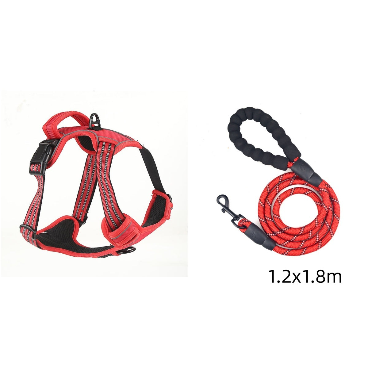 Adjustable No-Pull Dog Harness Vest with Reflective Trim, Breathable Polyester, Sizes S to XL