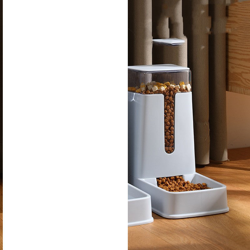 Double Bowl Gravity Food and Water Station for Cats and Dogs, 118 oz (3.5 L) PP Reservoir Capacity
