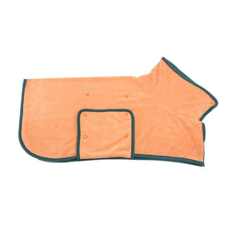 Microfiber Dog Drying Bathrobe with Waist Wrap Design and Adjustable Neck and Chest Straps