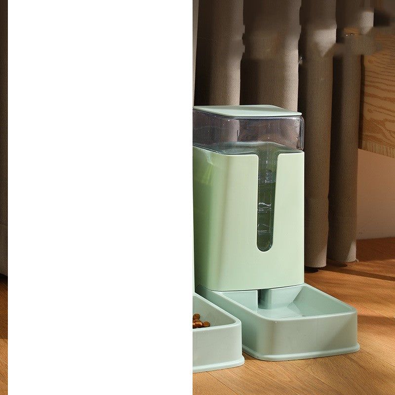 Green feeder and waterer pair seen from the front
