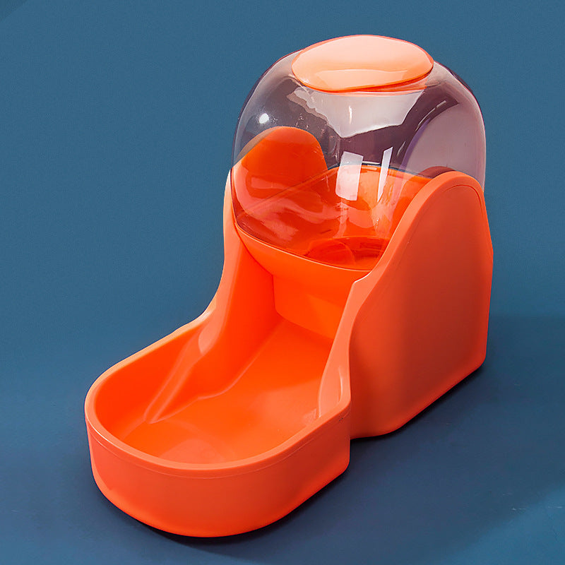 Orange feeder against a blue background
