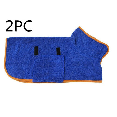 Microfiber Dog Drying Bathrobe with Waist Wrap Design and Adjustable Neck and Chest Straps