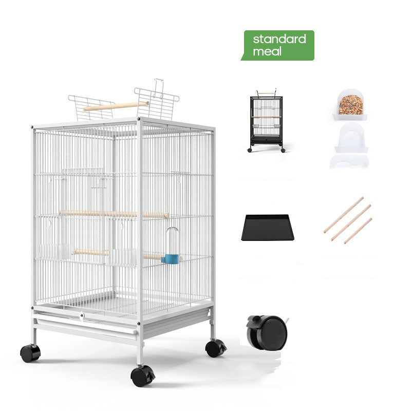 Powder-Coated Metal Bird Cage for Cockatiels and Parrots with Feeder, Nest, and Breeding Box, 34 In