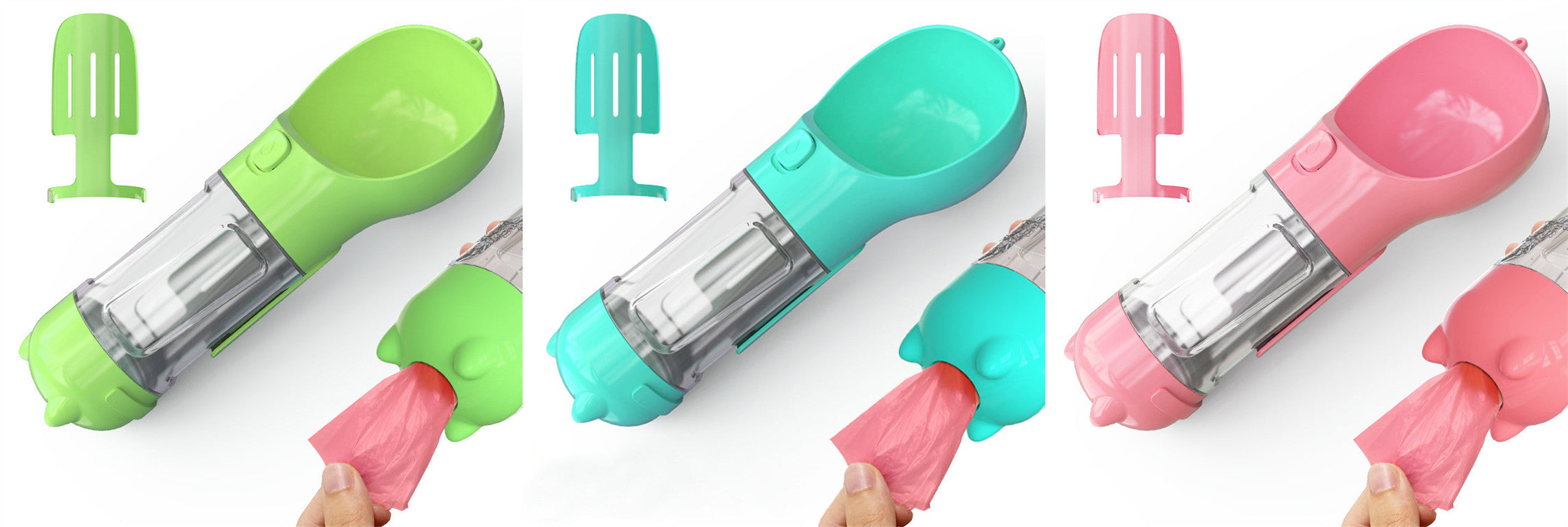 Travel Water Bottle for Dogs with Removable Feeder Bowl and Waste Bag Holder, 10 oz (300 ml) or 17 oz (500 ml)