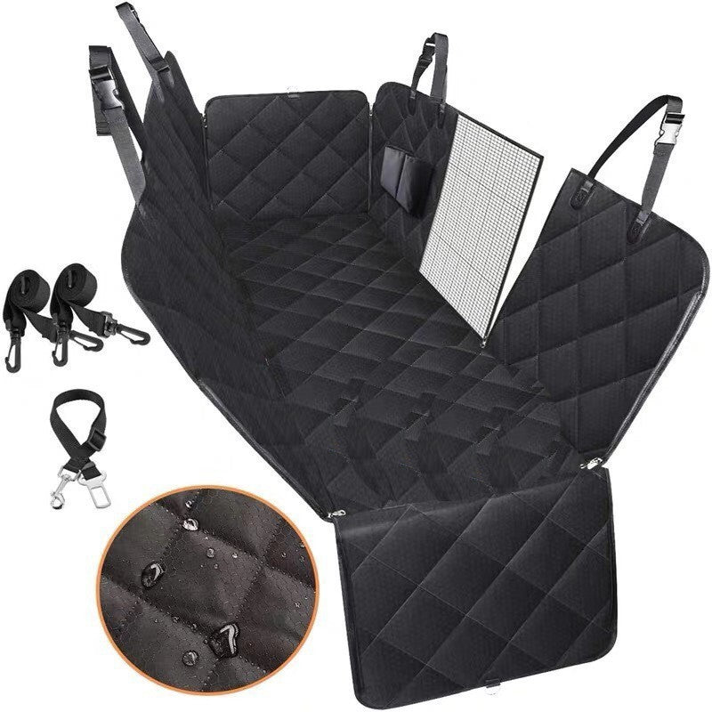 Waterproof Oxford Cloth Hammock Seat Cover for Dogs with Mesh Viewing Window and Storage Pocket
