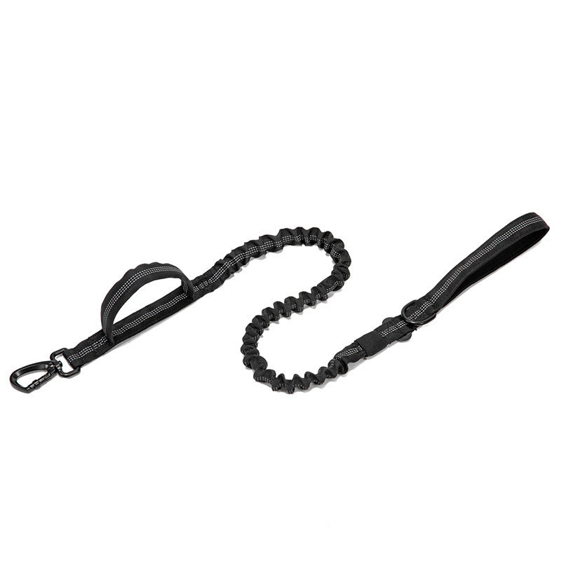 Dog Collar and Leash Set in Heavy Nylon Webbing with Padded Handle or Bungee Traffic Loop, Sizes M to XL