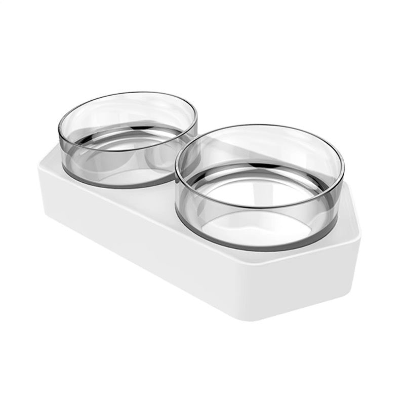 White plastic tray holding two clear bowls