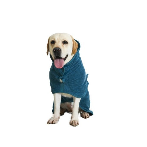 Microfiber Dog Drying Bathrobe with Waist Wrap Design and Adjustable Neck and Chest Straps