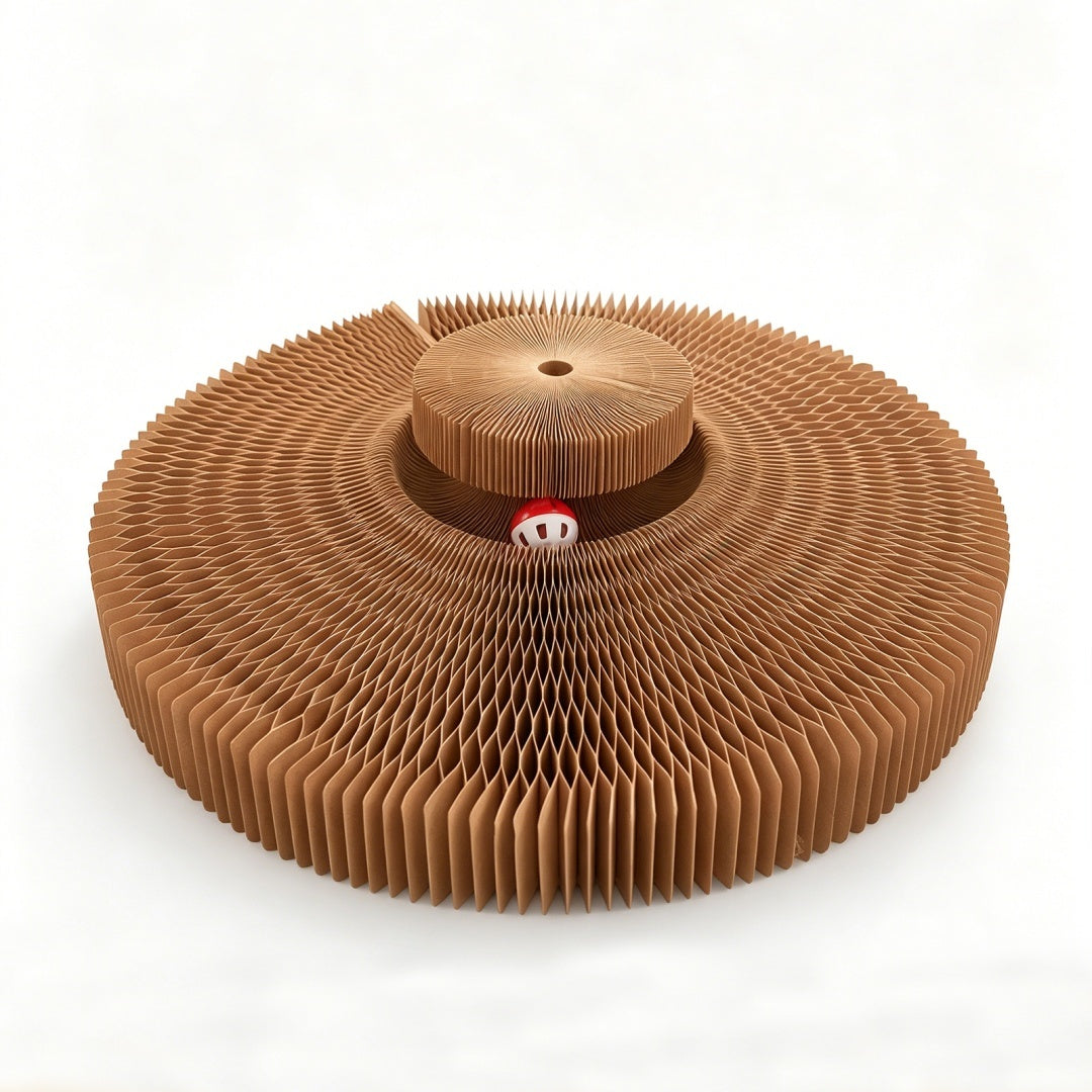 Scratcher opened into a wide disc with the ball track