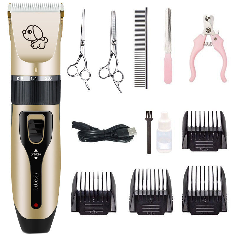 Quiet Rechargeable Pet Grooming Clipper with Ceramic Blade, 5 Speed Settings and 4 Guide Combs