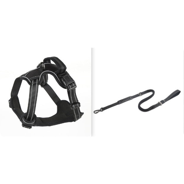 Adjustable No-Pull Dog Harness Vest with Reflective Trim, Breathable Polyester, Sizes S to XL