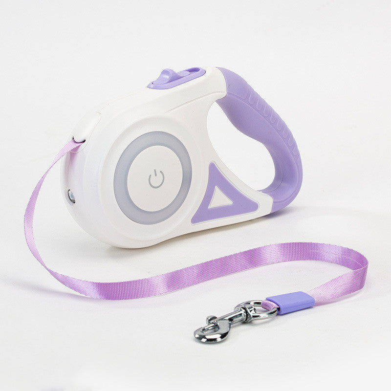Retractable Dog Leash with Integrated Spotlight in ABS Housing, 10 ft (3 m) or 16 ft (5 m) Lengths