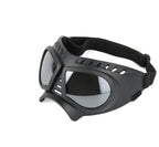 Black frame goggles with grey lens, front view