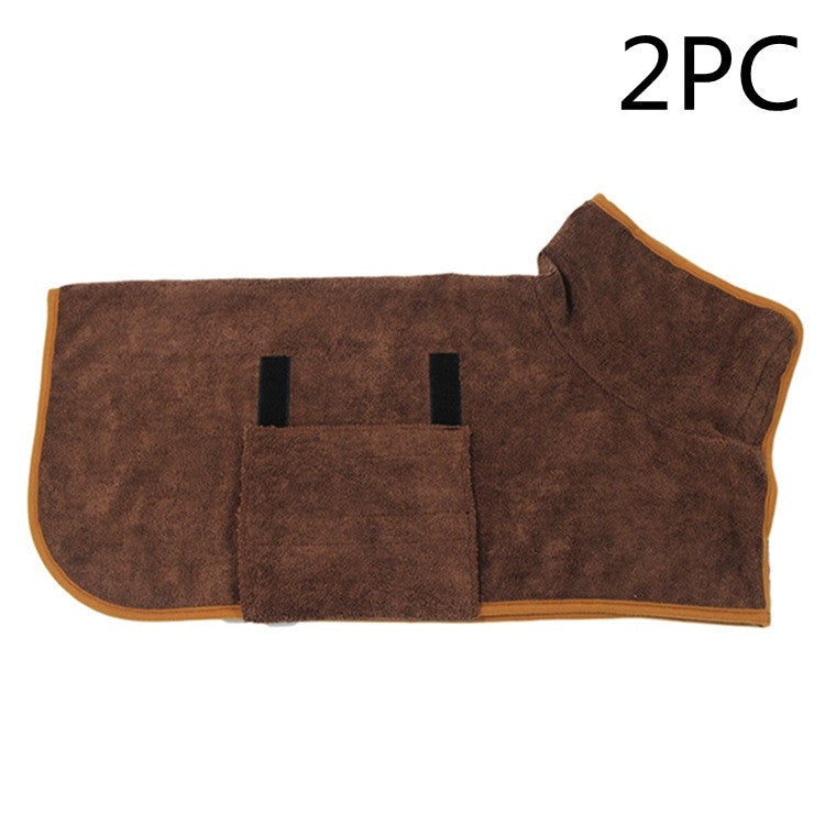 Microfiber Dog Drying Bathrobe with Waist Wrap Design and Adjustable Neck and Chest Straps