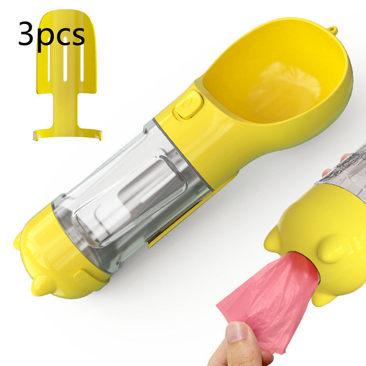 Travel Water Bottle for Dogs with Removable Feeder Bowl and Waste Bag Holder, 10 oz (300 ml) or 17 oz (500 ml)