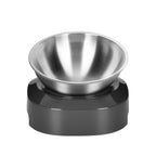 Single stainless steel bowl on the black tilted stand