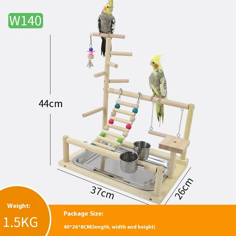 Solid Wood Climbing Play Stand for Small to Medium Parrots, 14.6 x 10.2 x 17.7 in (37 x 26 x 45 cm)