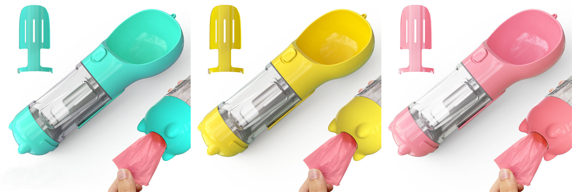 Travel Water Bottle for Dogs with Removable Feeder Bowl and Waste Bag Holder, 10 oz (300 ml) or 17 oz (500 ml)