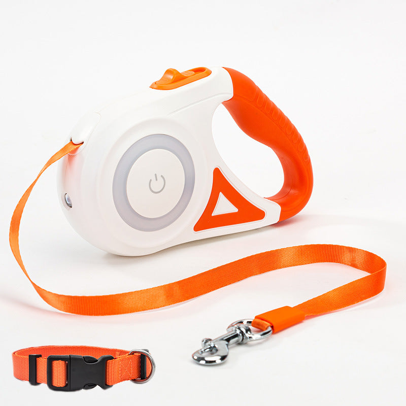 Retractable Dog Leash with Integrated Spotlight in ABS Housing, 10 ft (3 m) or 16 ft (5 m) Lengths