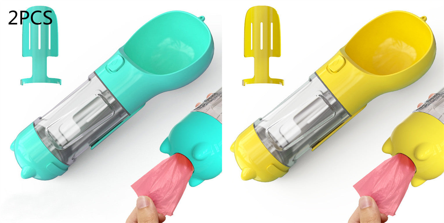 Travel Water Bottle for Dogs with Removable Feeder Bowl and Waste Bag Holder, 10 oz (300 ml) or 17 oz (500 ml)
