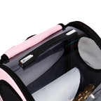 Pink carrier opened flat showing the padded interior