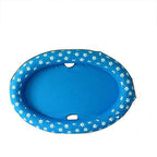Blue float with paw print rim laid flat on white