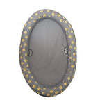 Grey float with a yellow paw print rim on white