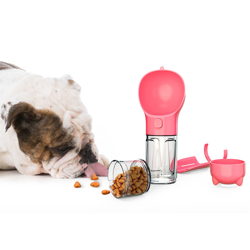 French bulldog eating kibble poured from the bottle