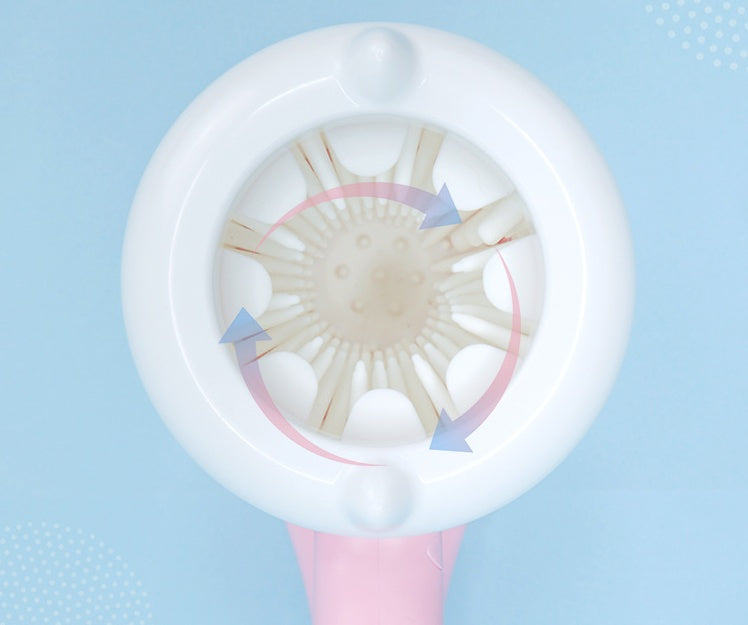 Looking down into the cup at the silicone bristles