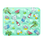 Green cooling mat printed with a summer pattern