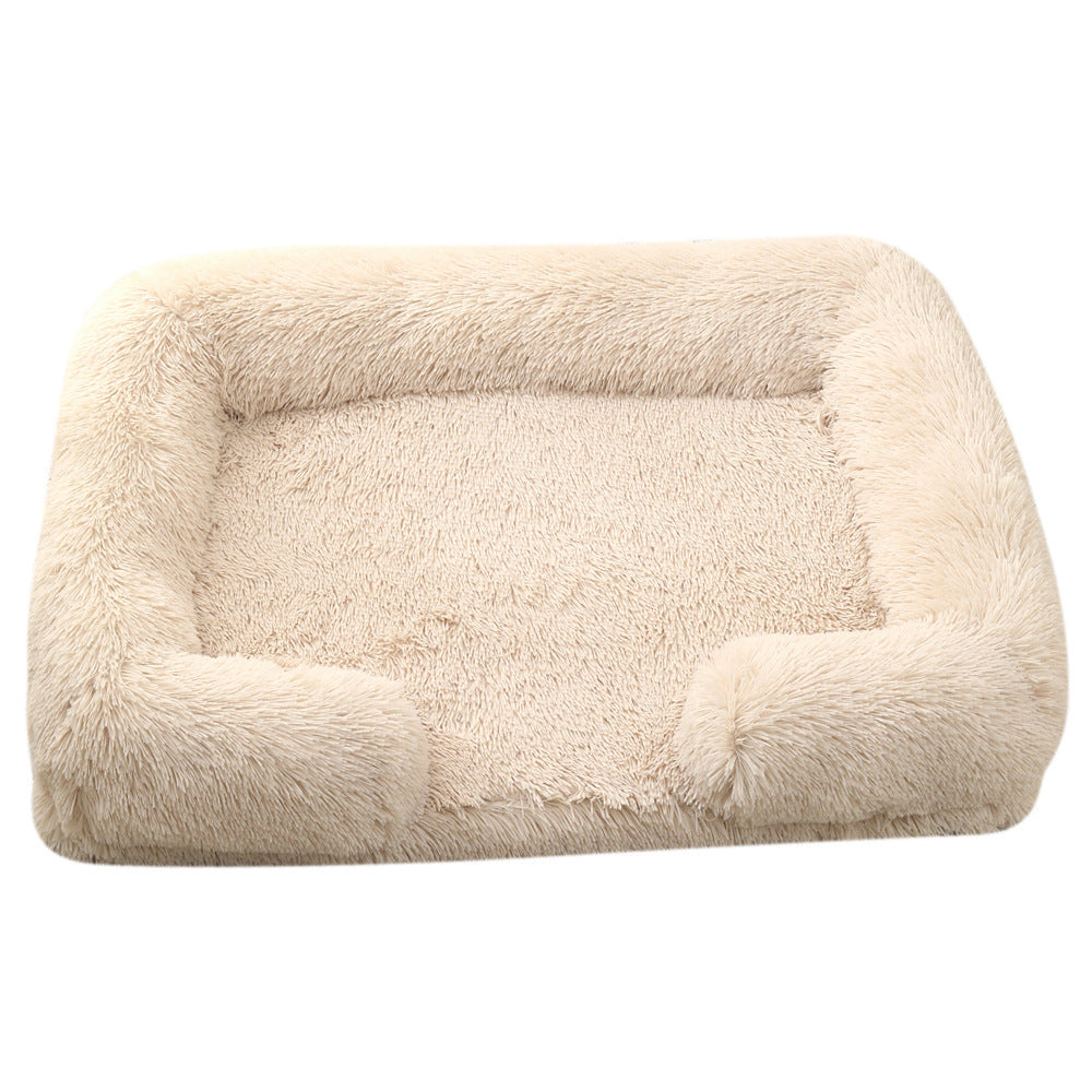Cream plush sofa bed with raised bolster edge