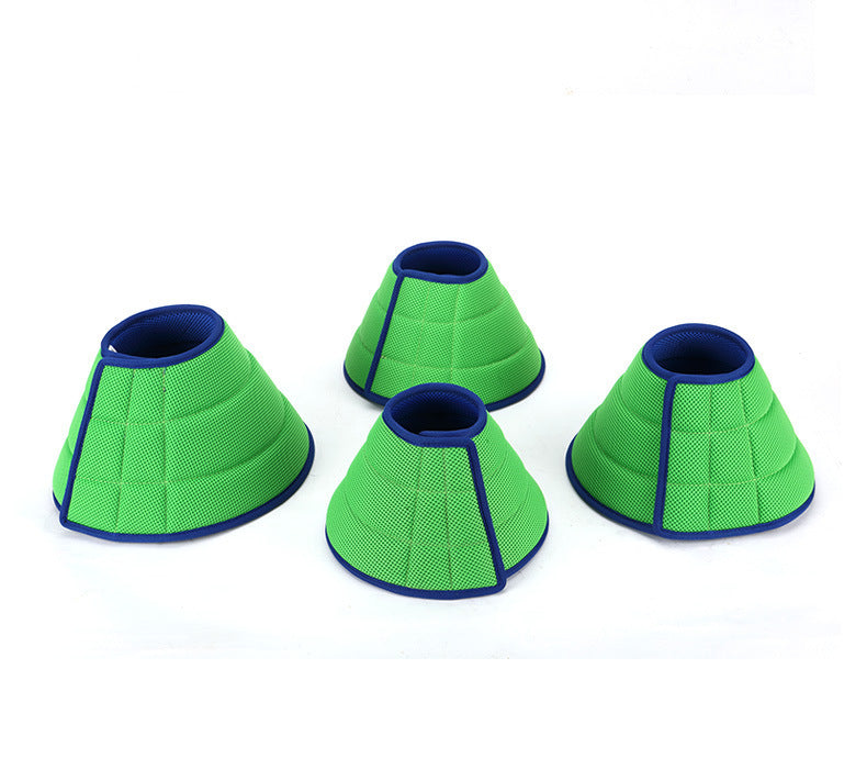 Four recovery cones in green and blue, different sizes