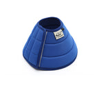 Blue recovery cone standing upright, front view
