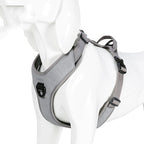 Grey mesh harness on a mannequin, side view