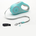 Mint green leash beside a black collar and matching strap