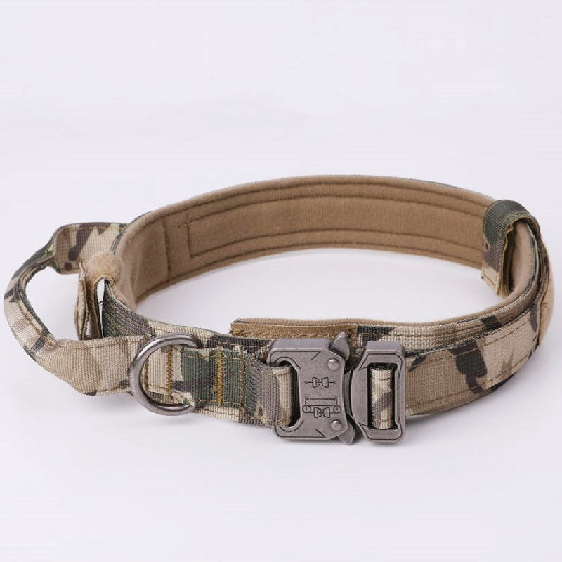 Camouflage tactical collar with metal quick-release buckle