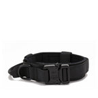 Black tactical collar with black buckle, laid flat