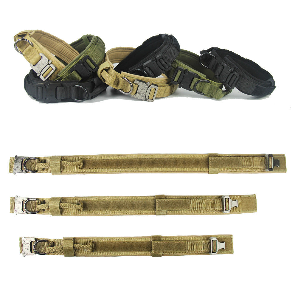 Six tactical collars stacked in green, black and khaki