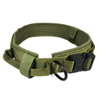 Olive green tactical collar with handle and D-ring