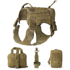 Khaki harness shown with its pouches and clip