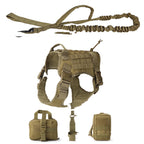 Khaki harness with bungee leash and pouches
