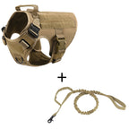 Khaki vest shown beside a khaki bungee leash