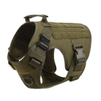 Olive green tactical vest laid flat, front view