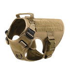 Khaki tactical vest laid flat, front view