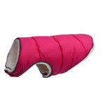 Rose red quilted jacket, side view