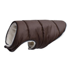 Brown quilted jacket, side view
