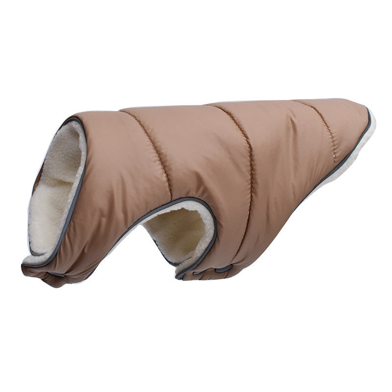 Light brown quilted jacket, side view